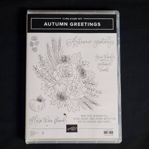 Stampin’ Up! Autumn Greetings Cling Stamp Set – Retired Fall Floral Leaves NEW
